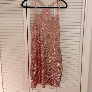 Rose Gold Sequin Mini Dress